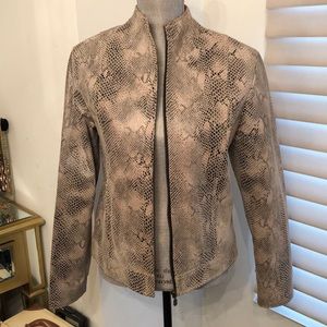 Genuine Leather Snakeskin Print Jacket